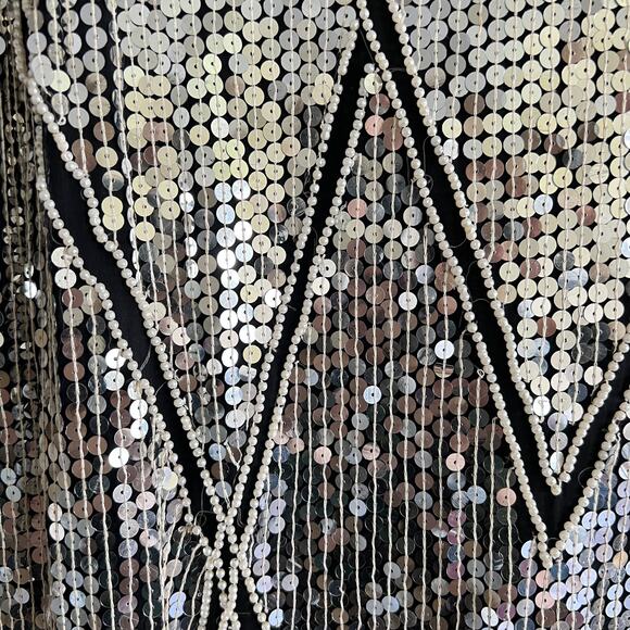 Vintage 80s Joseph Le‎ Bon Silk Sequin Beaded Top Size Medium Avant Garde Artsy - Picture 2 of 9